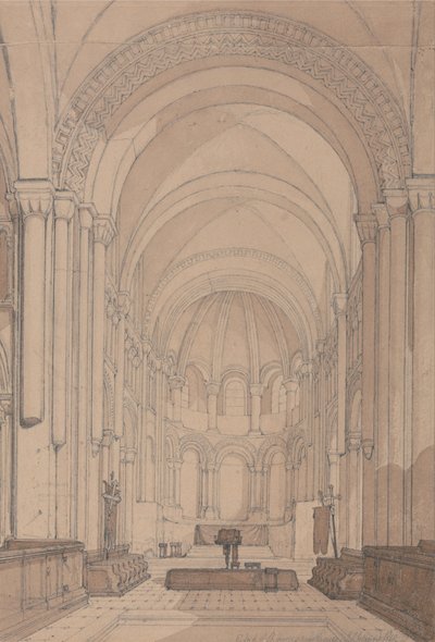 East End of the Abbey Church of Saint Georges de Bocherville, near Rouen, Normandy by John Sell Cotman